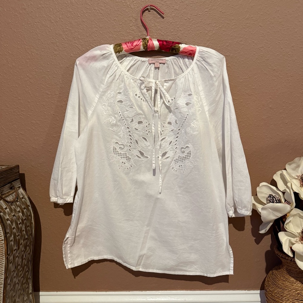 Saint Tropez West White Embroidered Blouse